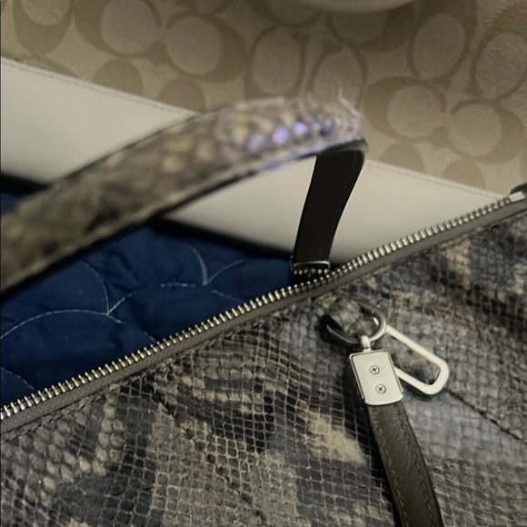 Coach Snake Print Satchel Bag - Black and Tan - Picture 6 of 10